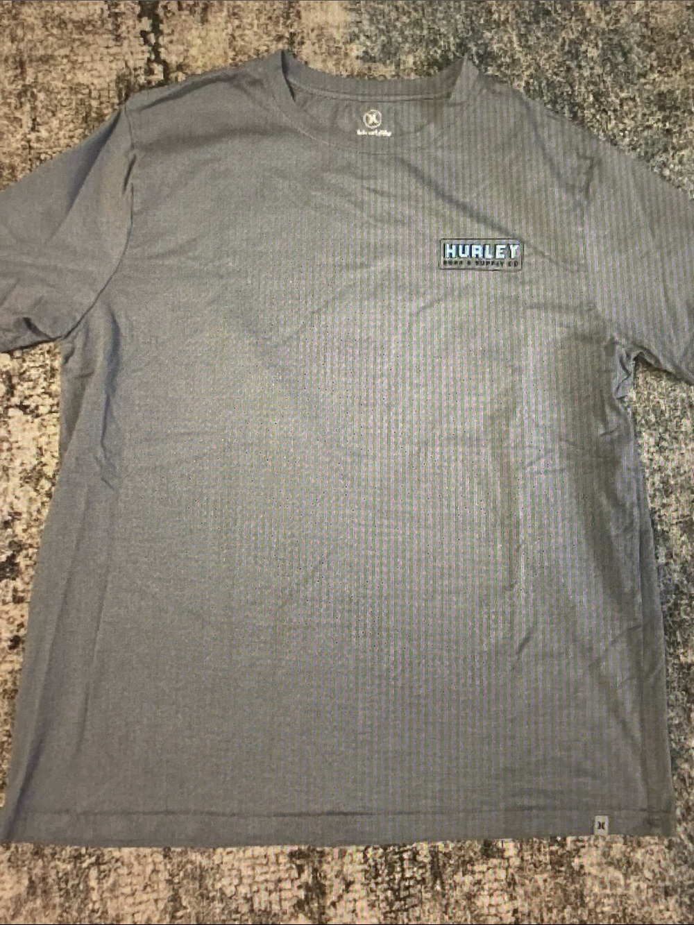 Hurley Men's Short-Sleeve Logo Tee in Gray with Blue Accent